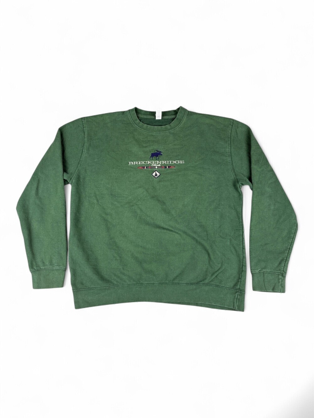 JustHoods Mens XL Breckenridge Embroidered Crewneck Sweatshirt Green JHA030
